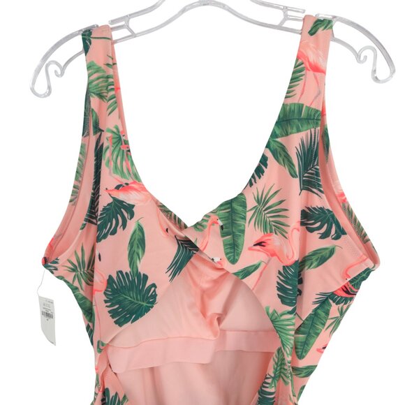 Old Navy Twist Back One Pink Flamingo One-Piece Swimsuit Birds in Paradise 3X - Picture 6 of 16
